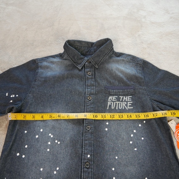 Wonder Nation Be The Future Denim Paint Splattered Shirt Big Boy XXL (18) Casual - Picture 6 of 11